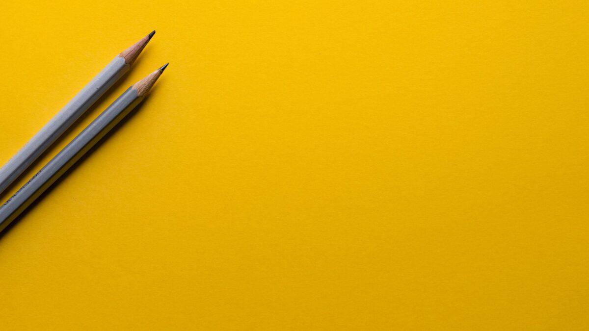 Pencils With Yellow Background For Writing